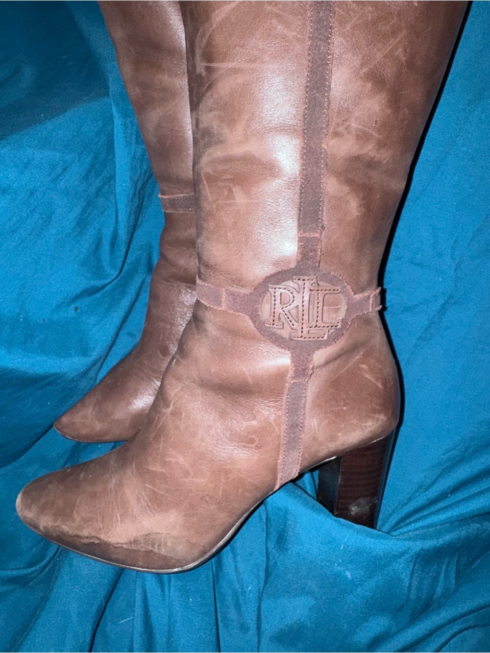 Lauren Ralph Lauren Marion Leather Boots, Brown, Size 9